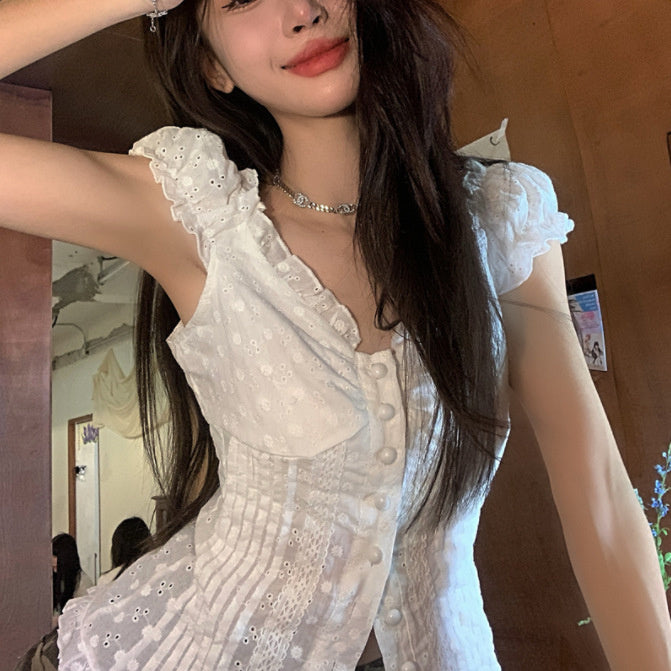 Slimming White Lace Blouse