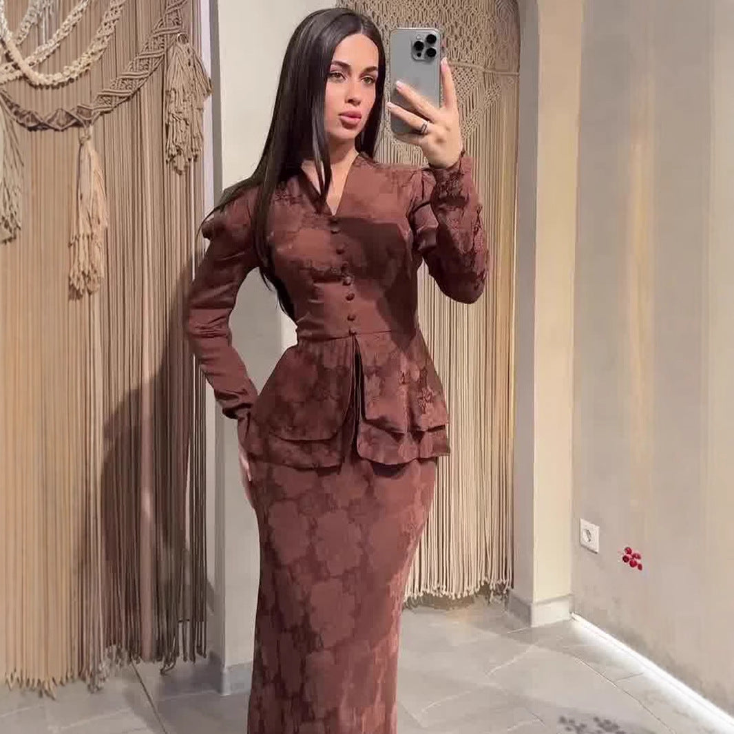 Retro Slim Long Sleeve Dress