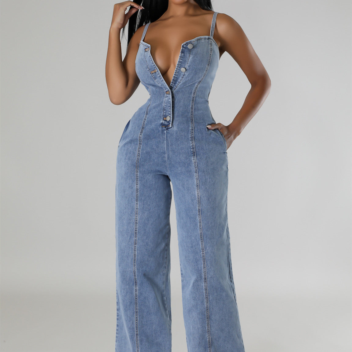 Fashion Suspenders Denim Jumpsuit