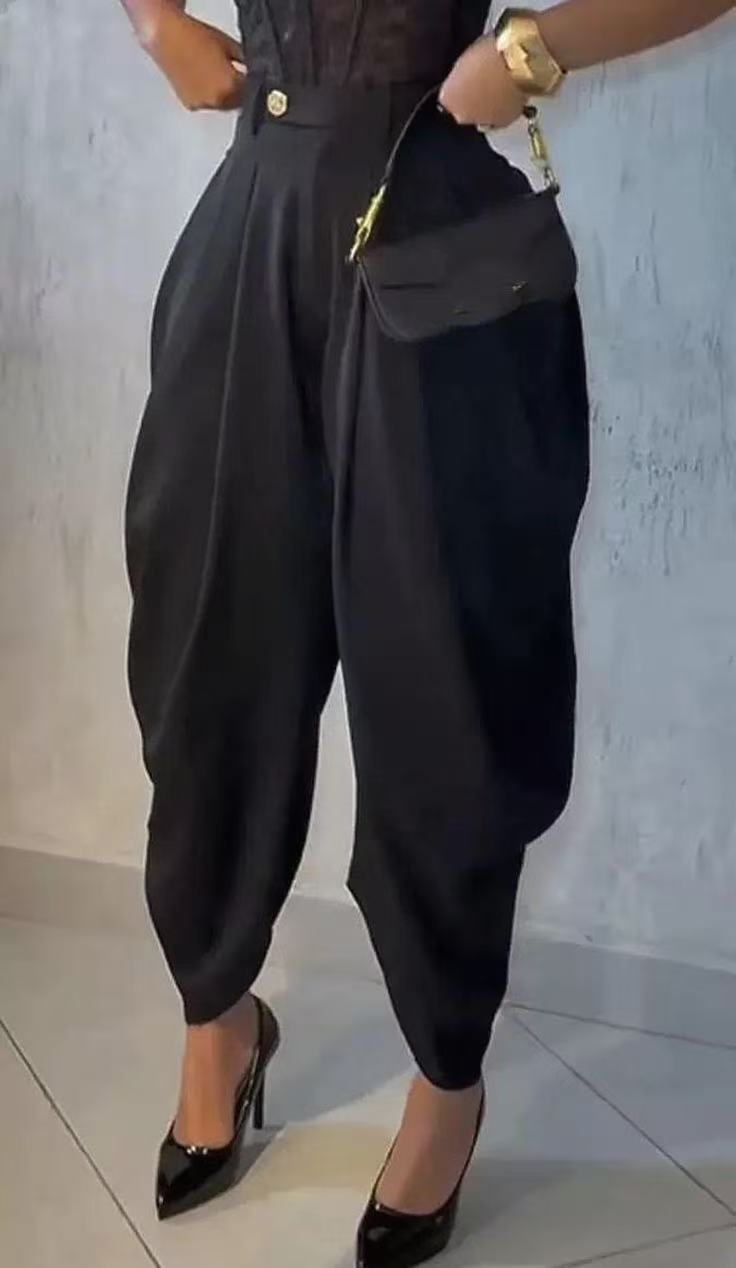 High-Waist Pleated Tapered Pants