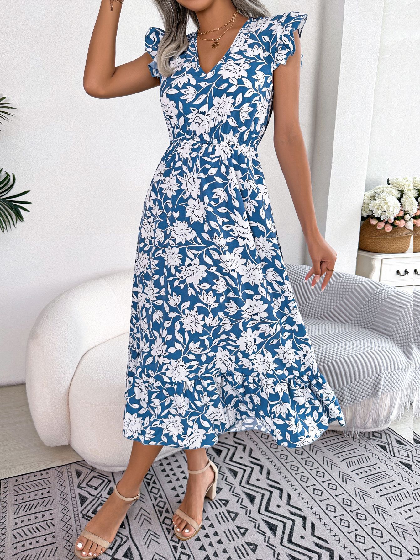 Floral Ruffle Maxi Dress