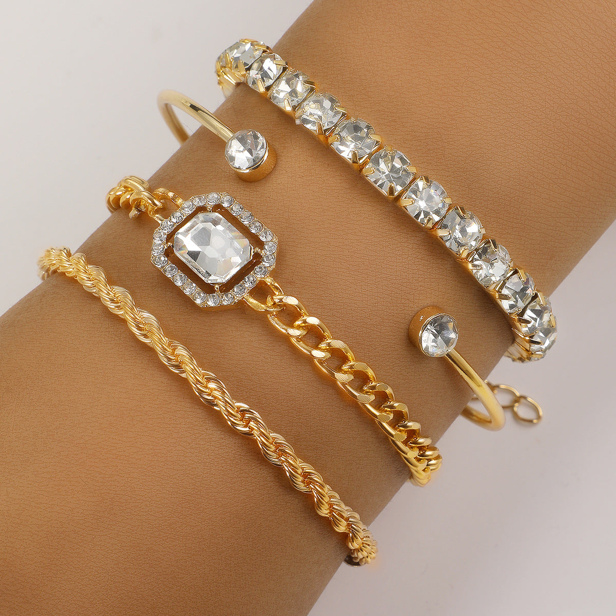 4-Piece Crystal Bracelet Set Women