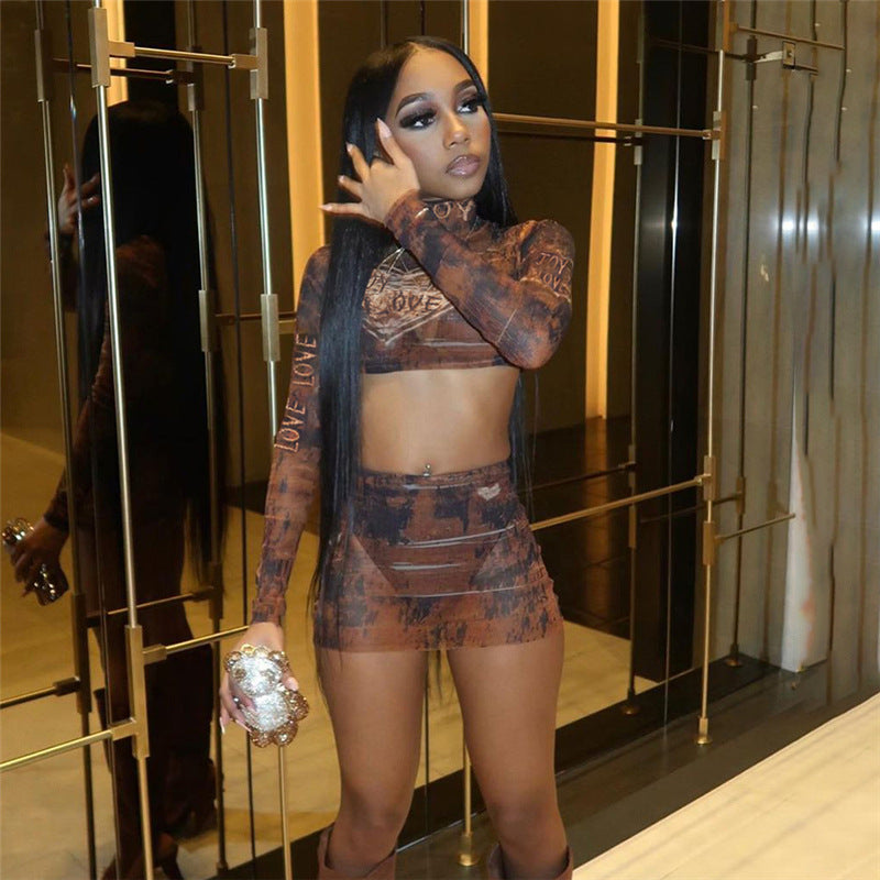 Fashion Street Printed Mesh Skirt Outfit