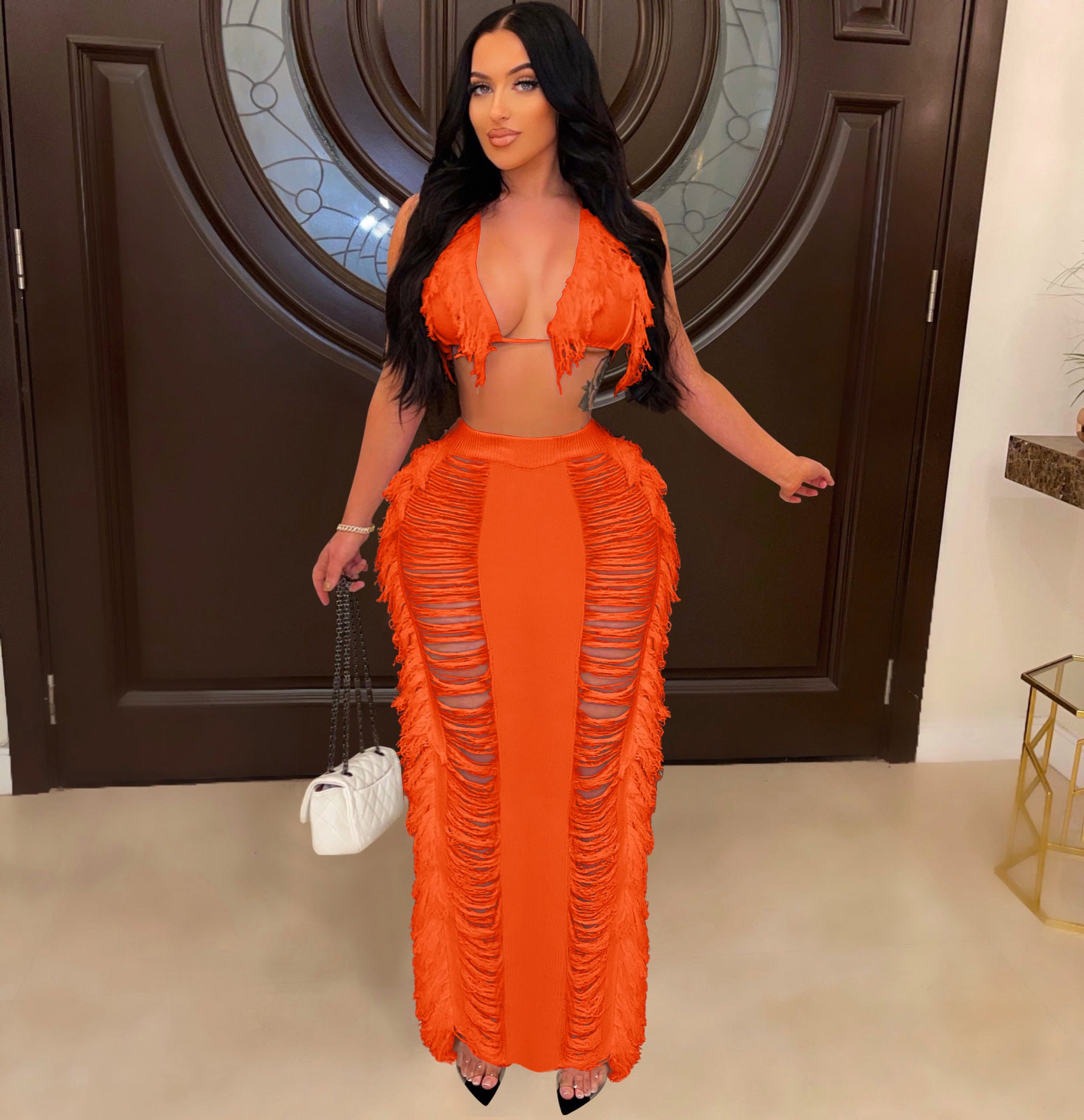 Knitted Tassel Women's Beach Skirt