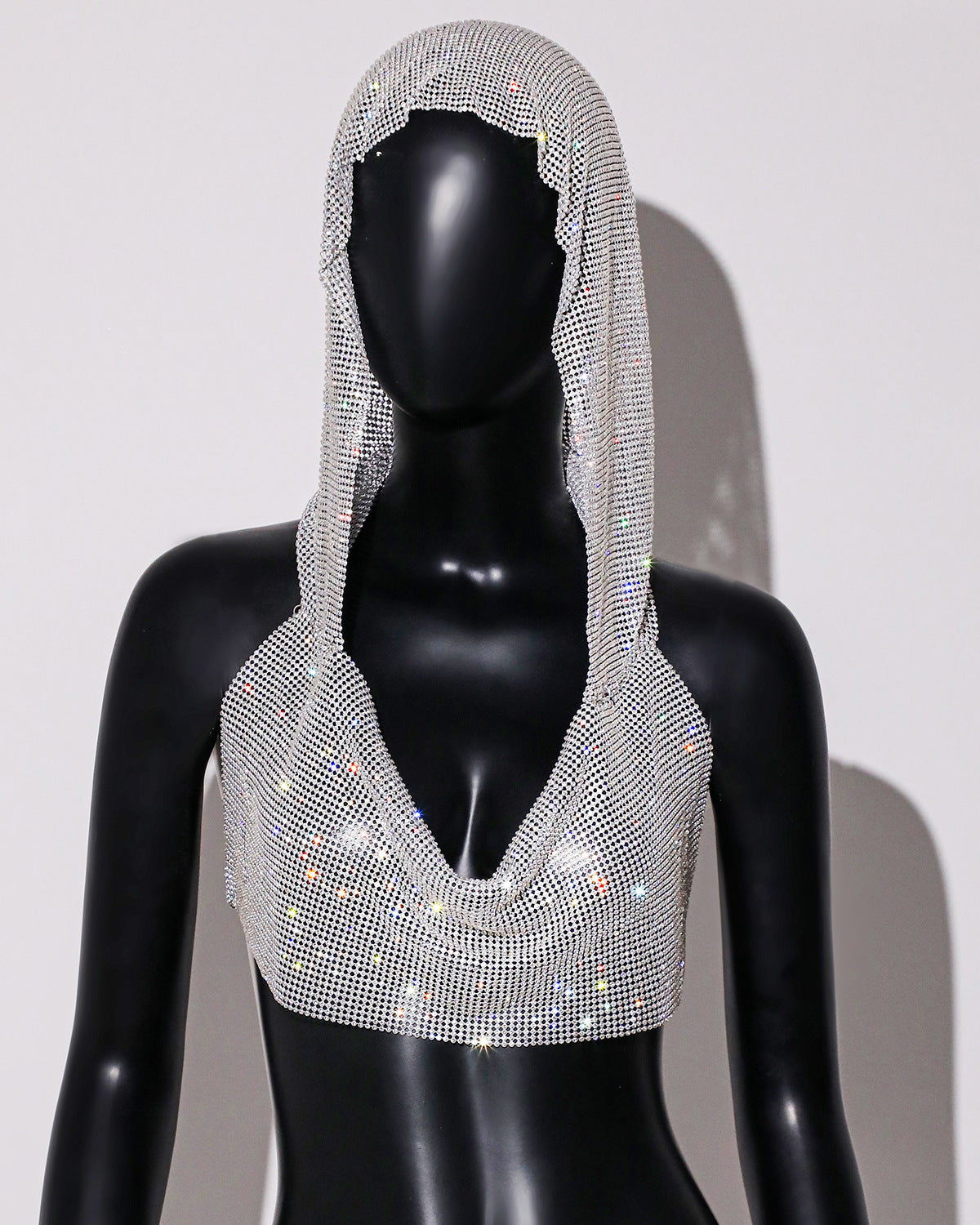 Metallic Sequin Hooded Vest