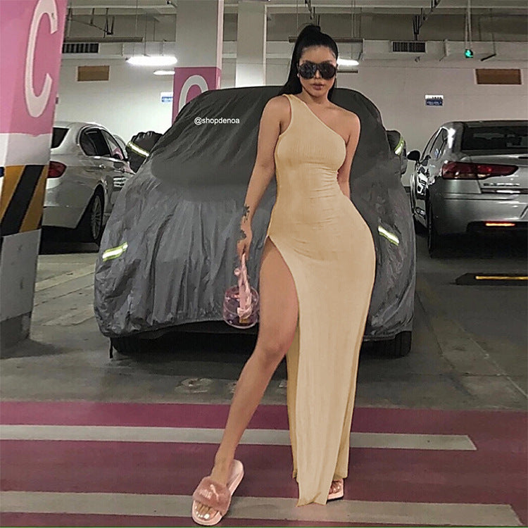 Halter Side Slit Maxi Dress