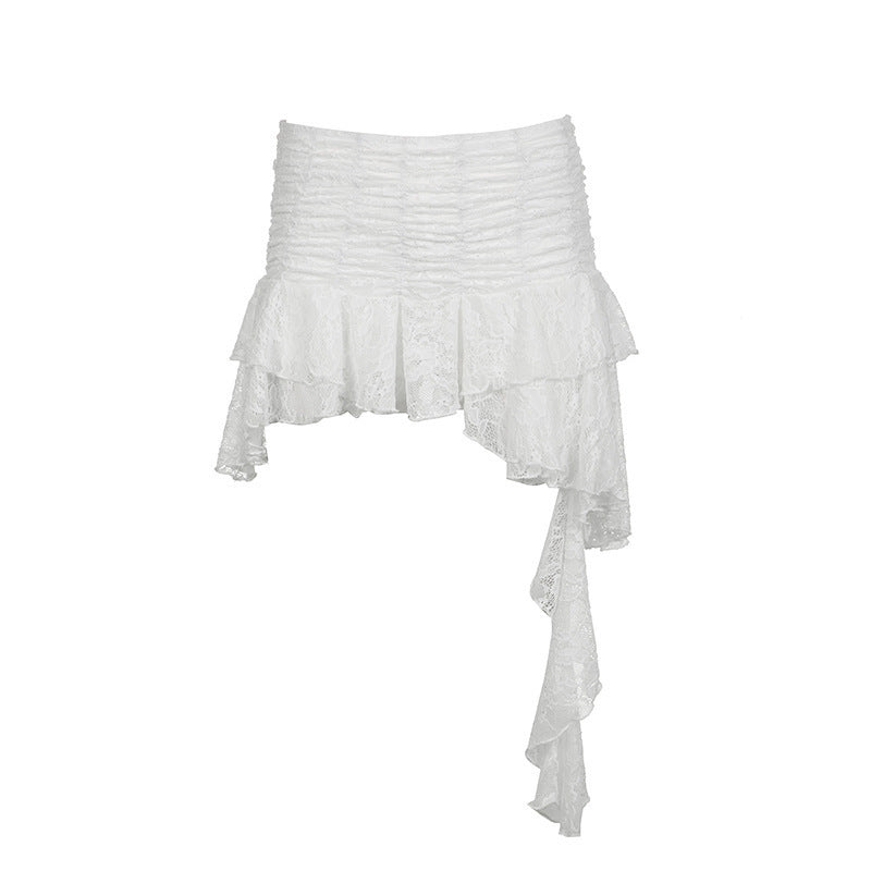 Women’s Wavy Lace Solid Skirt