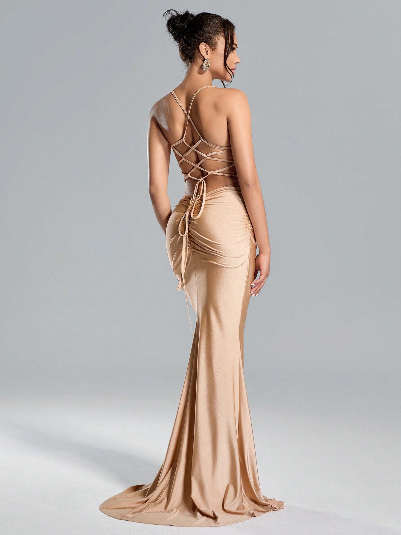 Elegant Backless Halter Evening Gown