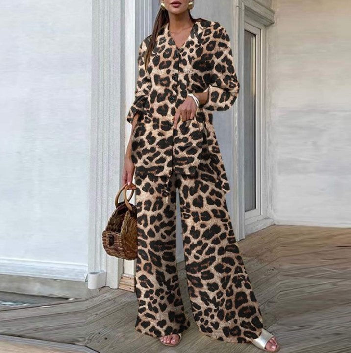 Leopard Print Casual Loose Outfit