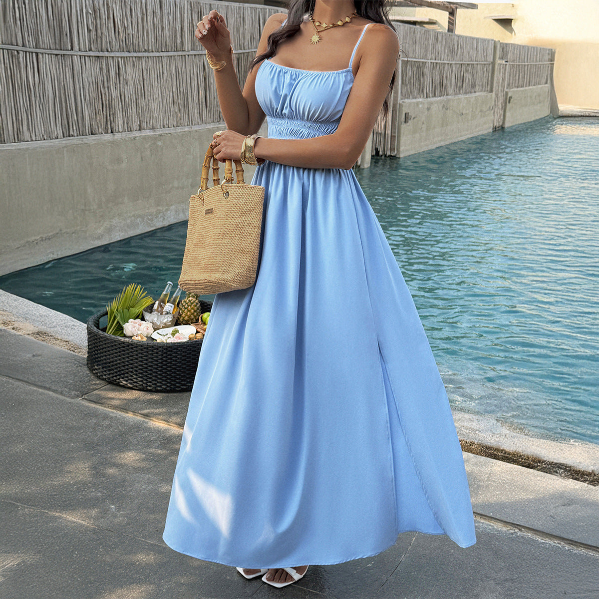 Strap Waist-Cinching Resort Dress