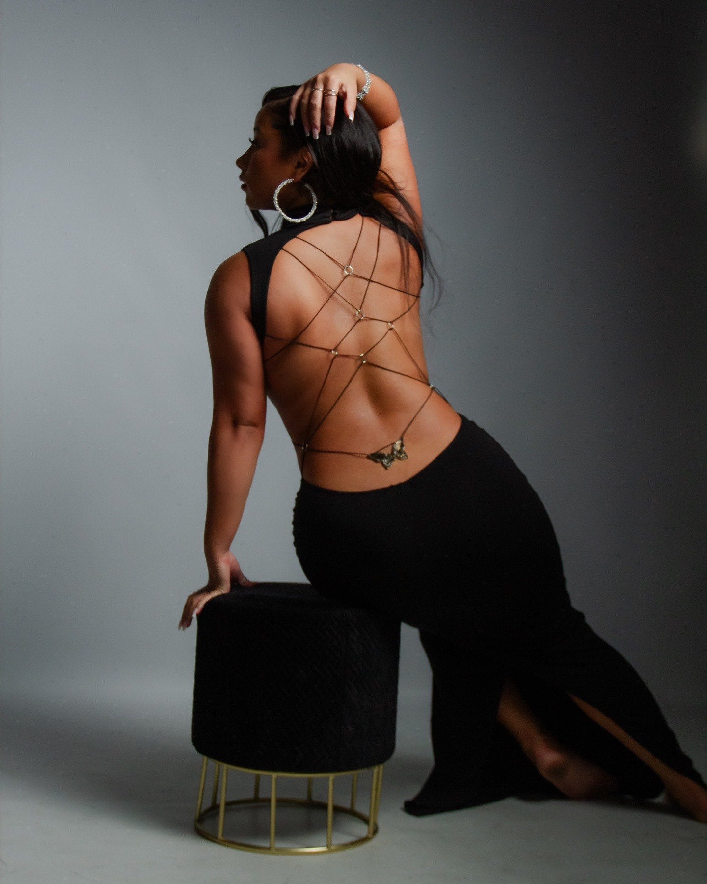 Backless Butterfly Bandage Maxi Dress