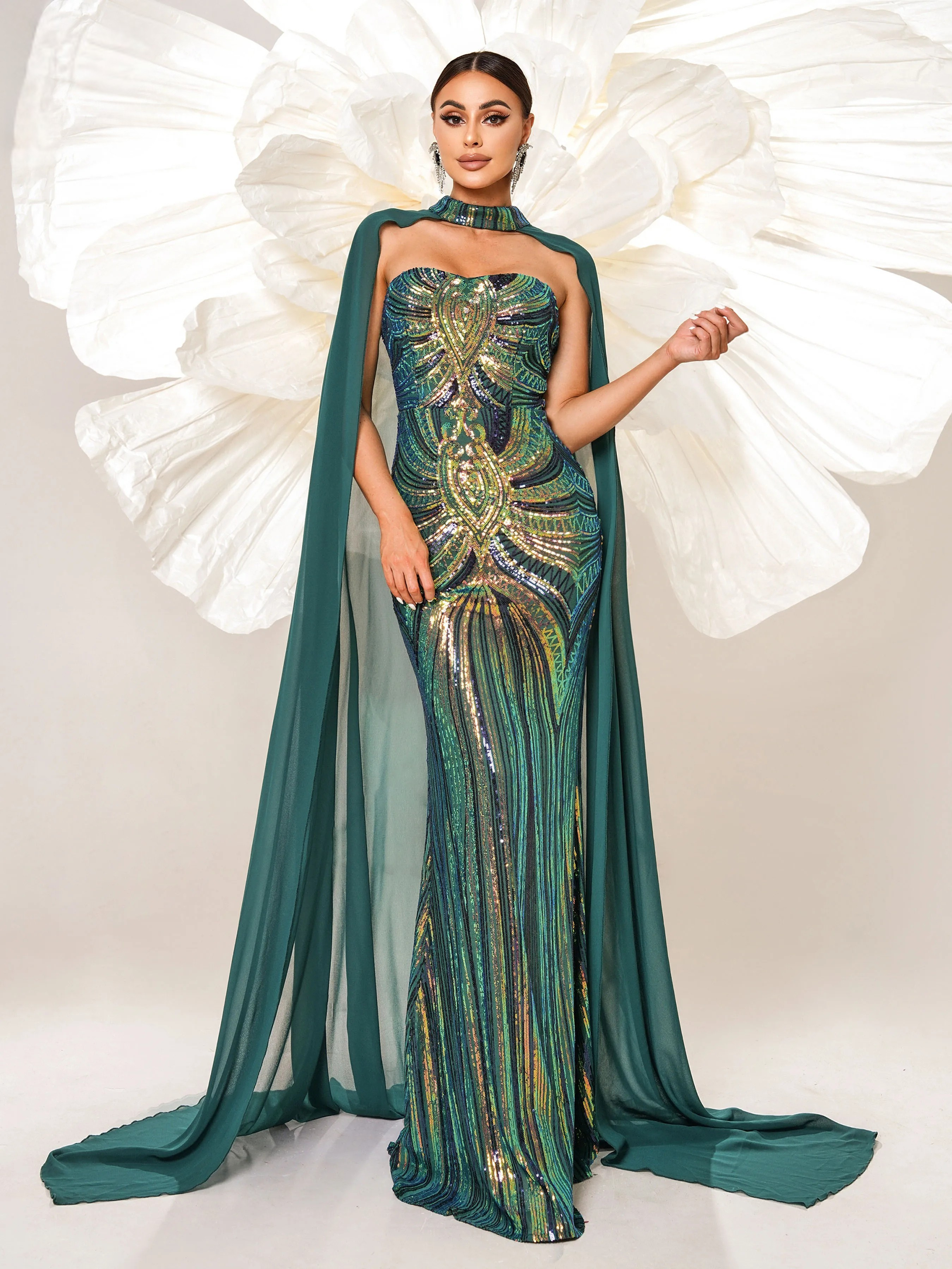 Purple Sequin Mermaid Dress