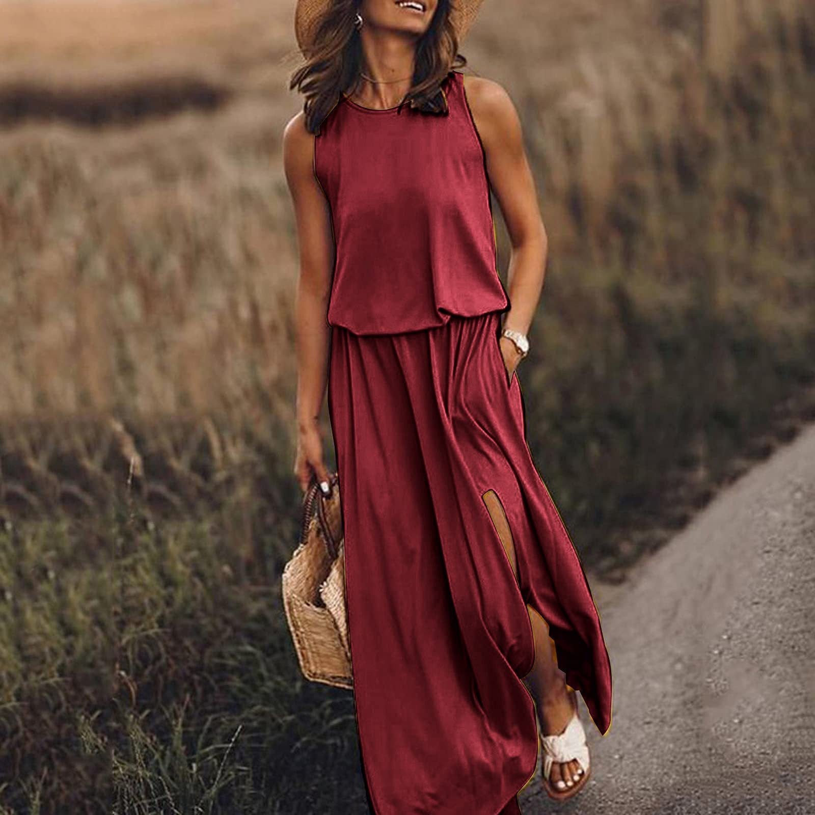 Sleeveless Split Midi Dress