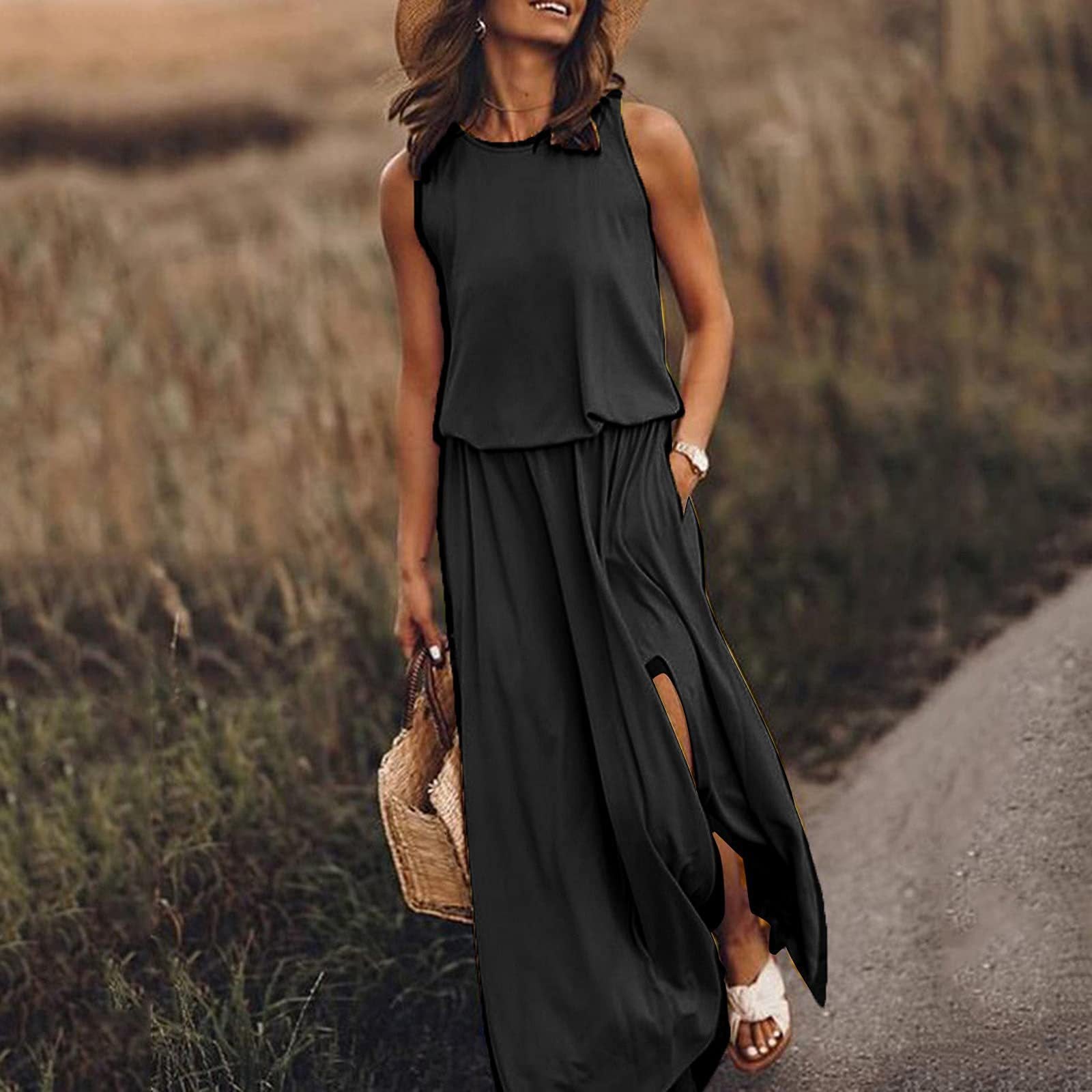 Sleeveless Split Midi Dress