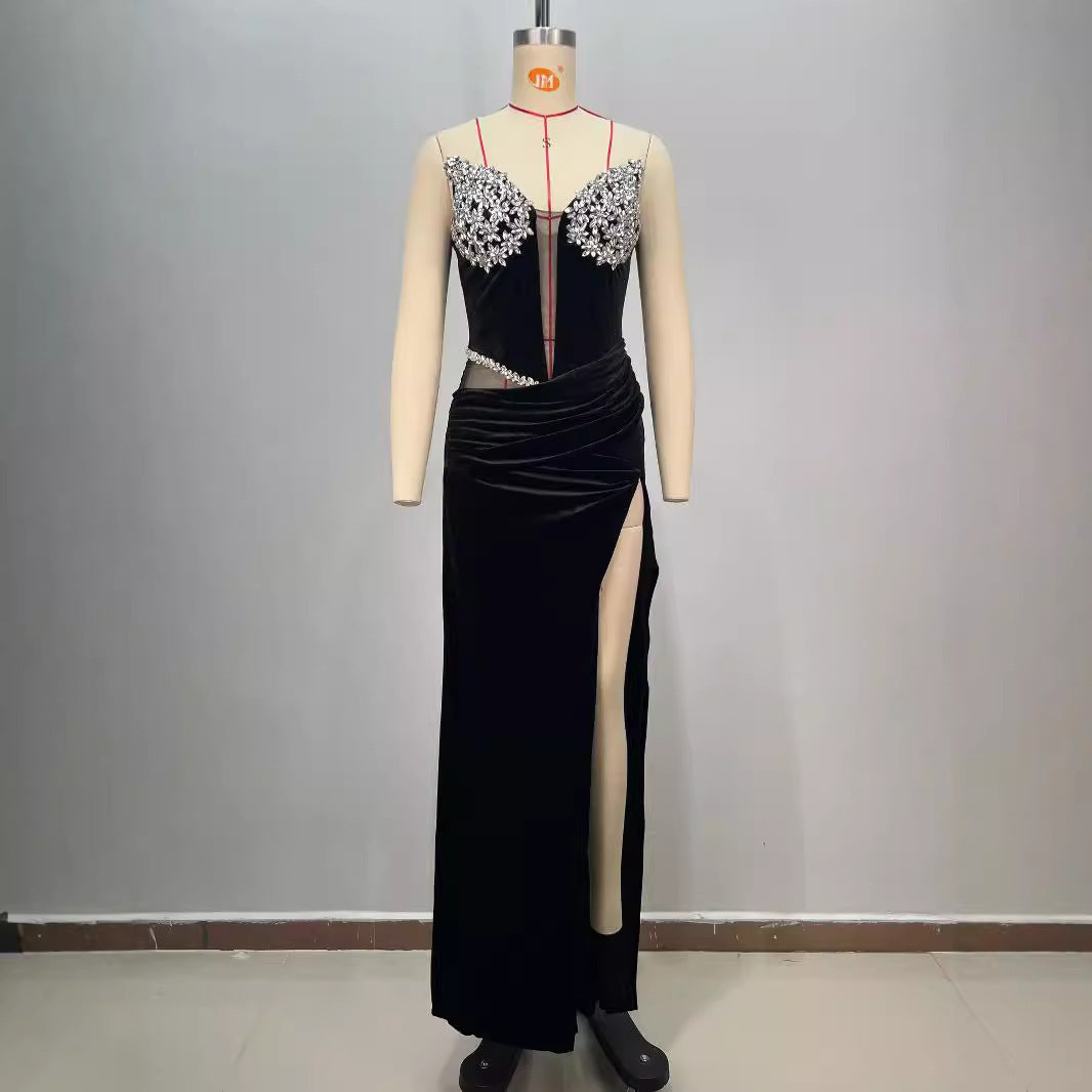 Hot Drilling Black Party Dress