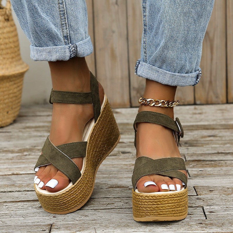Women Wedge Cross Strap Sandals