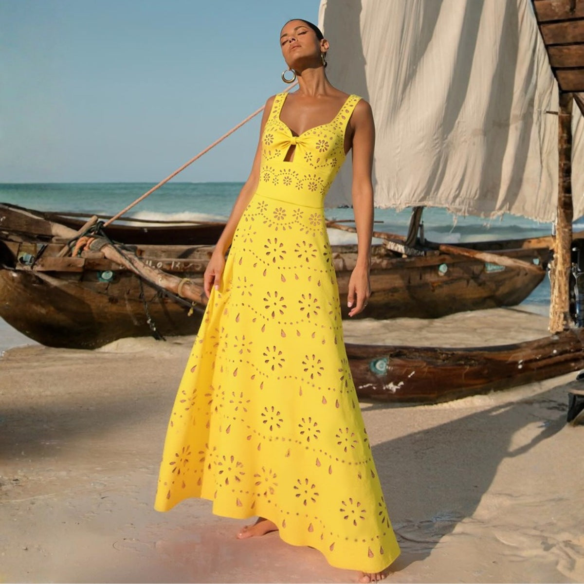 Bright Yellow Laser-Cut Bikini