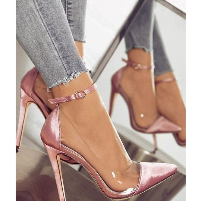 Elegant Cotton Strap High Heels