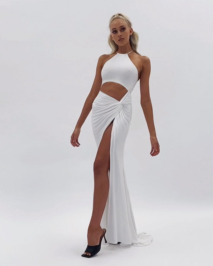 Fashion Halter Neck Lace-Up Long Skirt