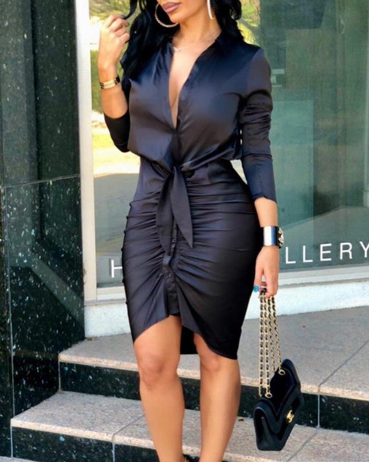 Elegant Solid Color Party Dress