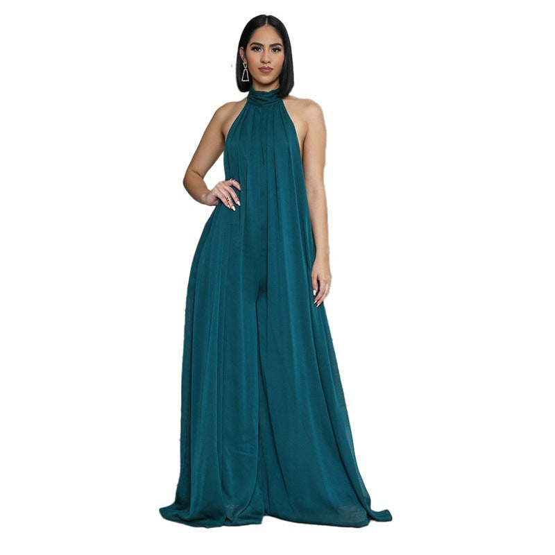 Backless Loose Chiffon Women's Jumpsuit