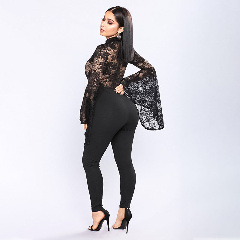 Flared Sleeve Lace Jumpsuit