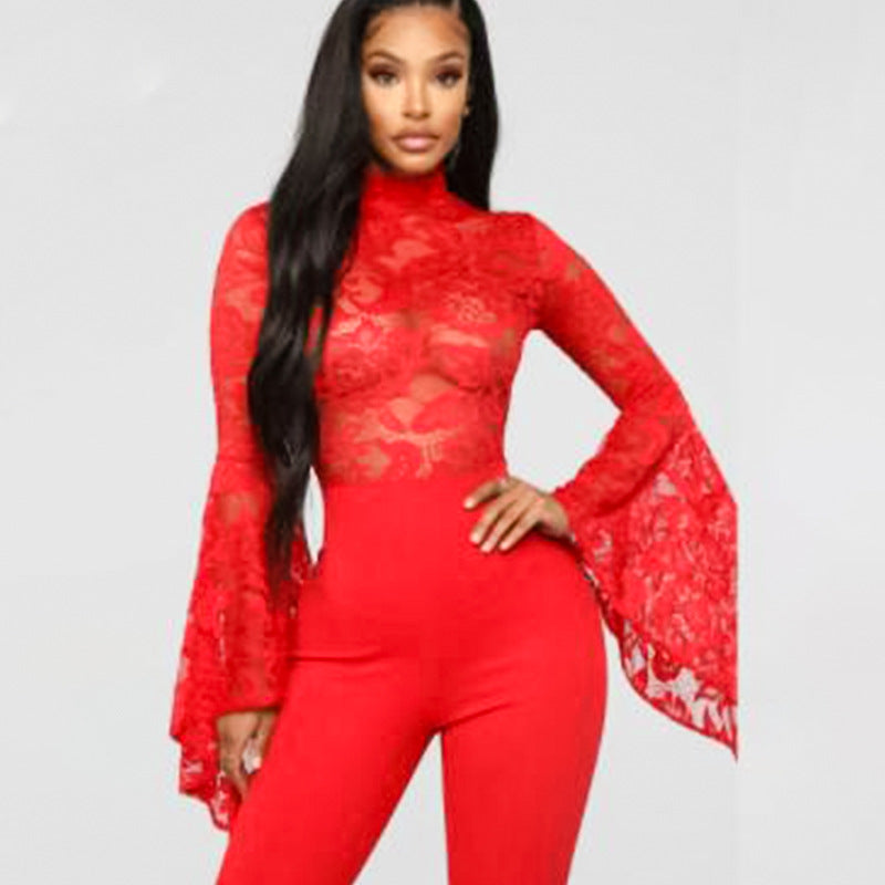 Flared Sleeve Lace Jumpsuit