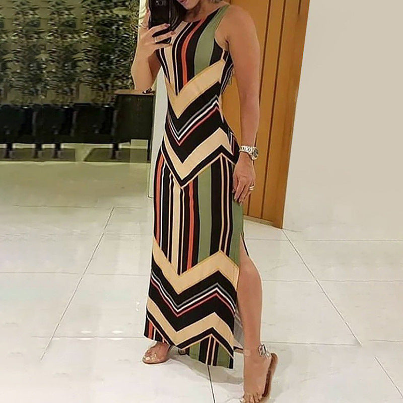 Colorblock Slit Maxi Dress
