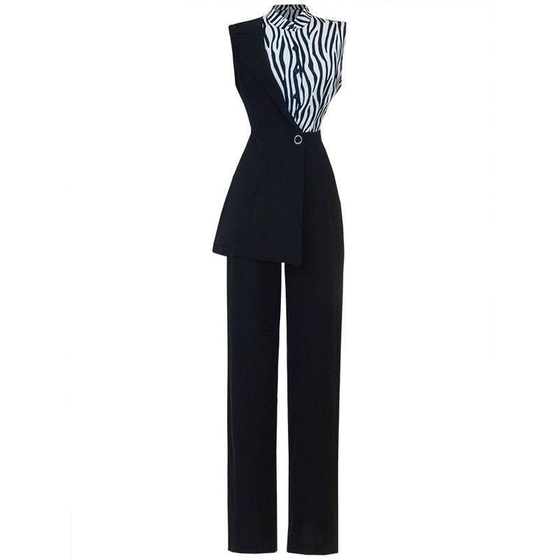 Zebra Print Irregular Women's Jumpsuit