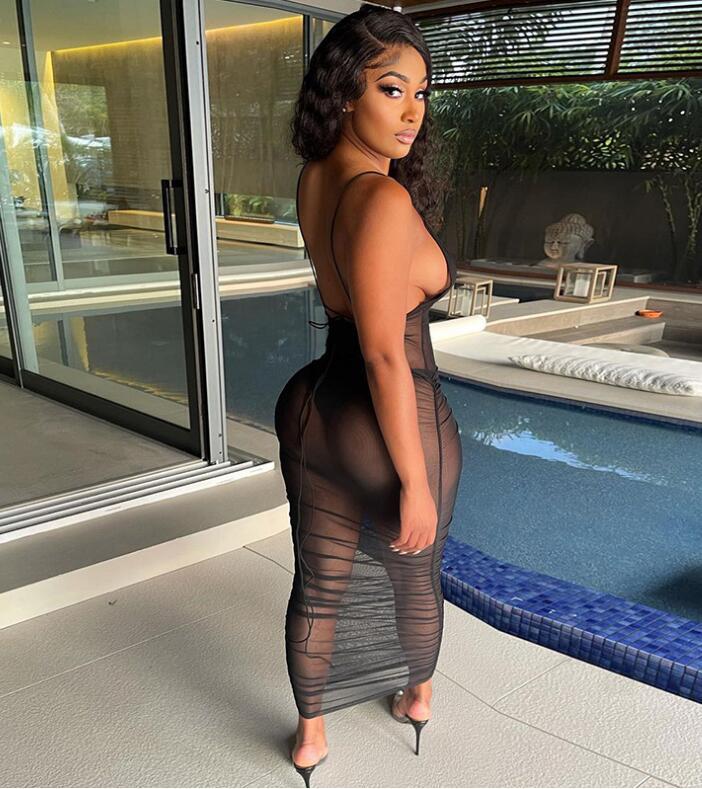 Commuter Cotton Solid Color See-through Dress