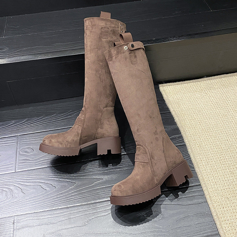 Chunky Heel Platform Long Boots Summer Boots