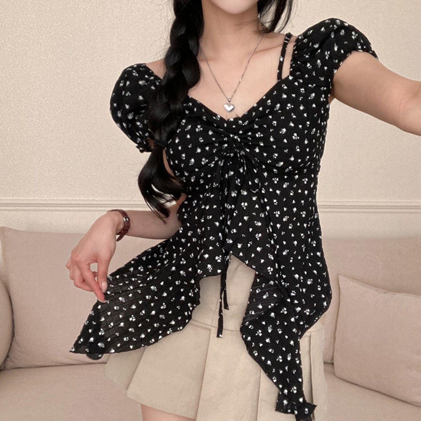 Floral Asymmetrical Top