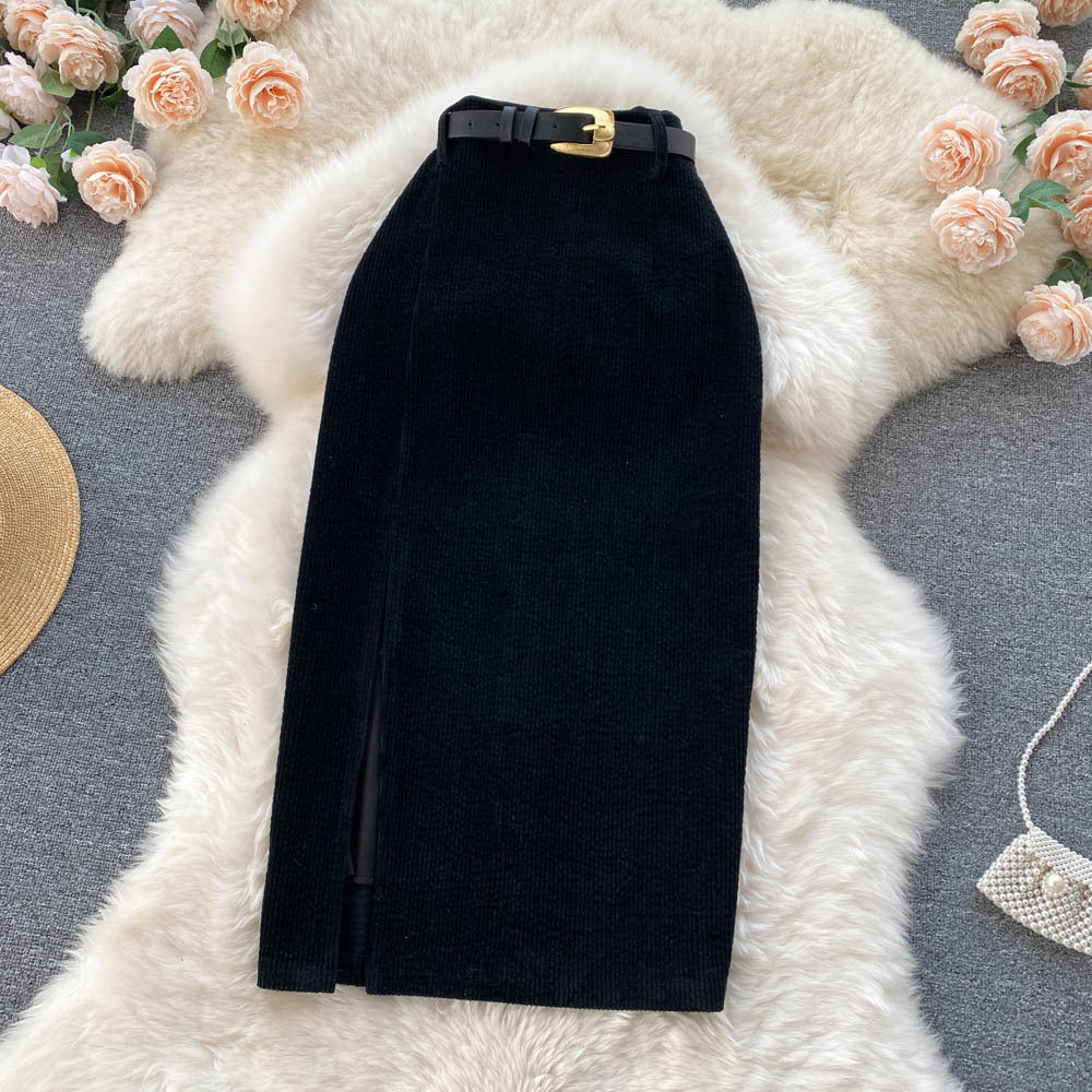 Elegant Retro Autumn Split Skirt