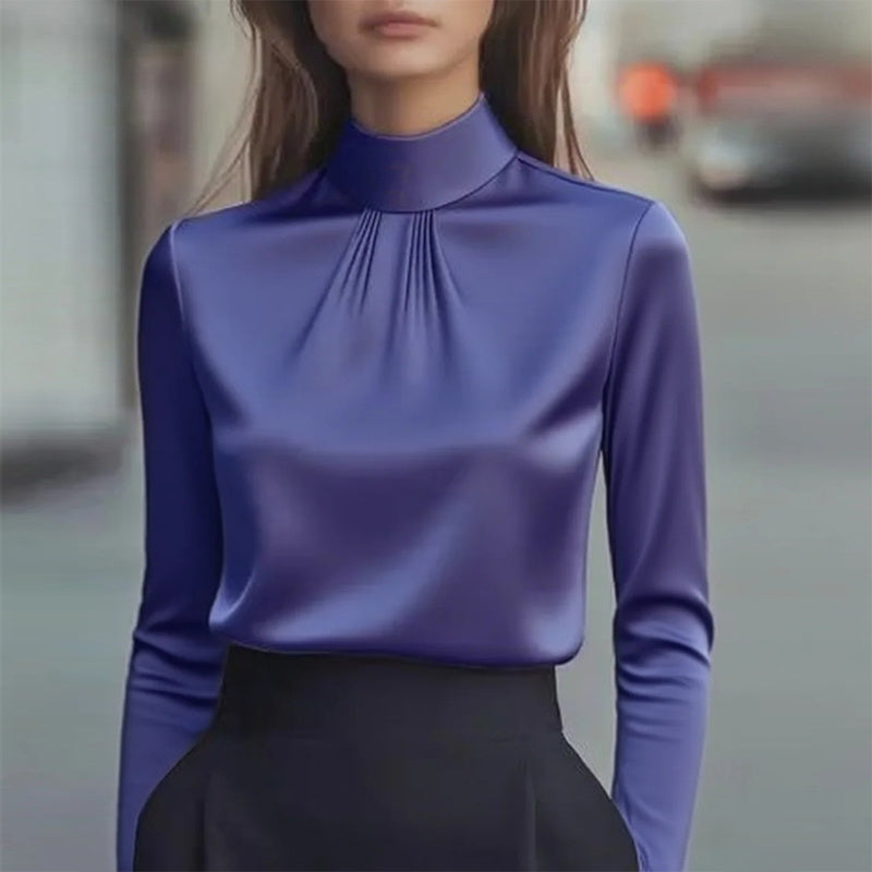 Turtleneck Pleated Blouse