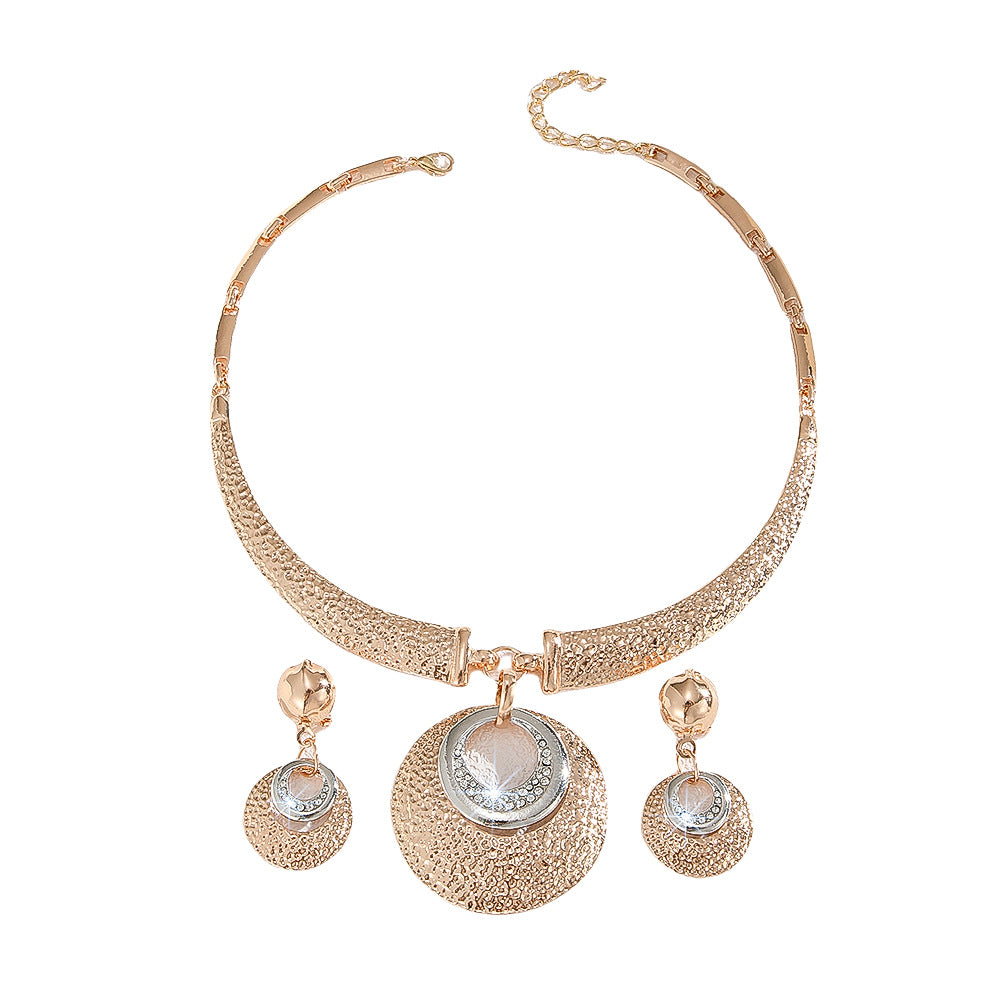 Metal Circle Necklace and Earrings Set