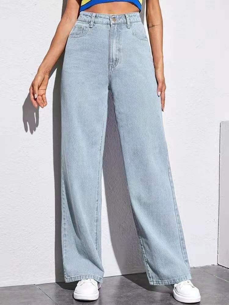 Washed Mid Waist Jeans