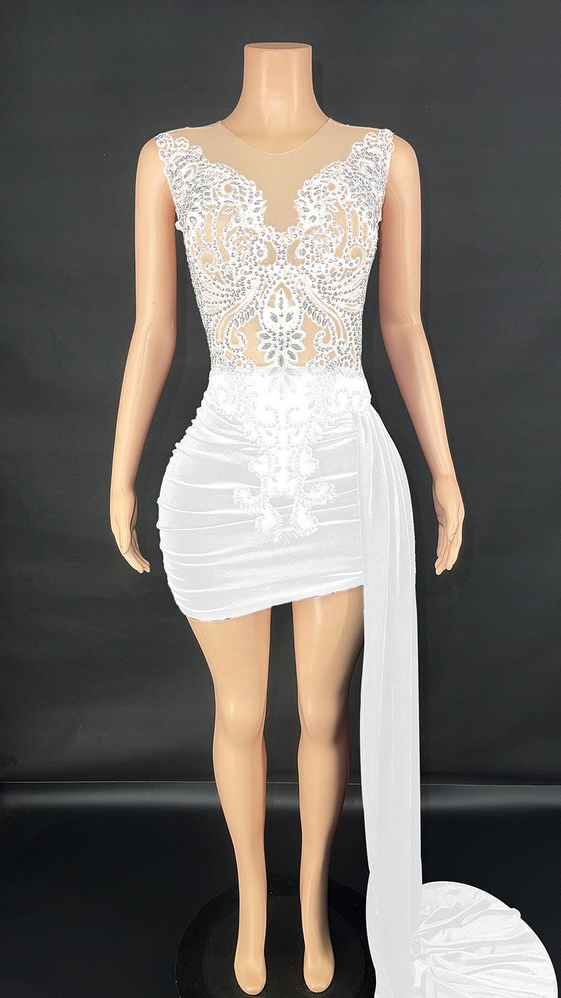 Elegant Side Trailing Skirt Dress