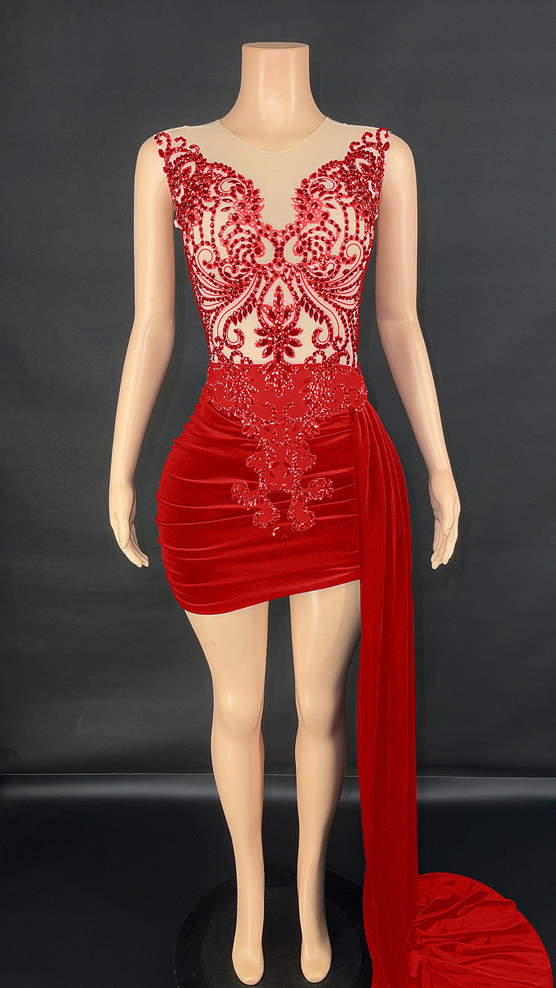 Elegant Side Trailing Skirt Dress