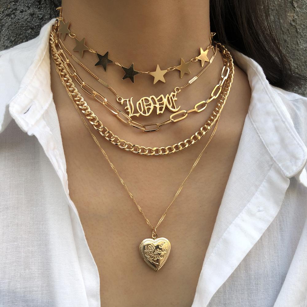 Chic Multi-Layer Heart Choker Necklace