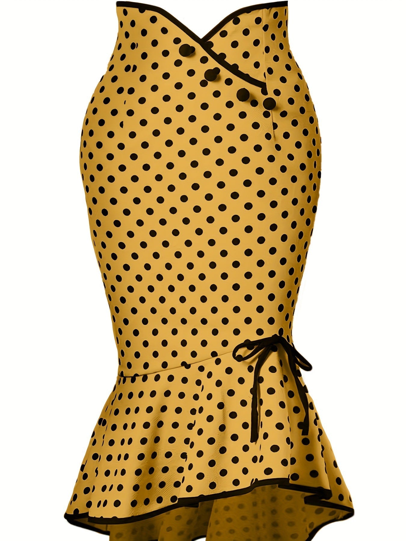Polka Dot Lace-Up Fishtail Skirt