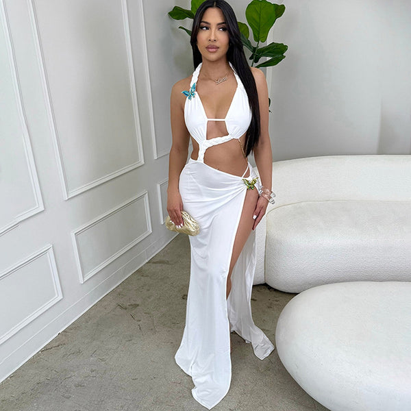 Women's Fashion Temperament Split Halter Dress