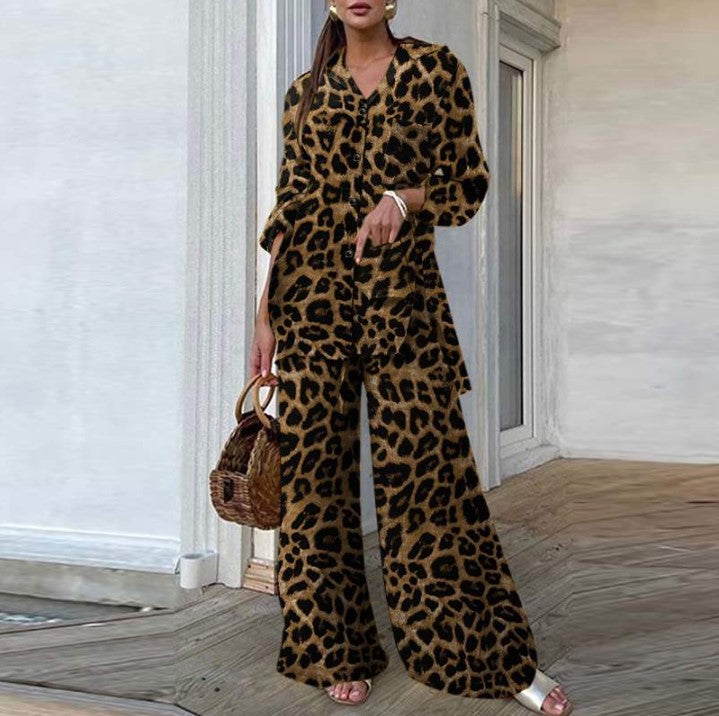 Leopard Print Casual Loose Outfit