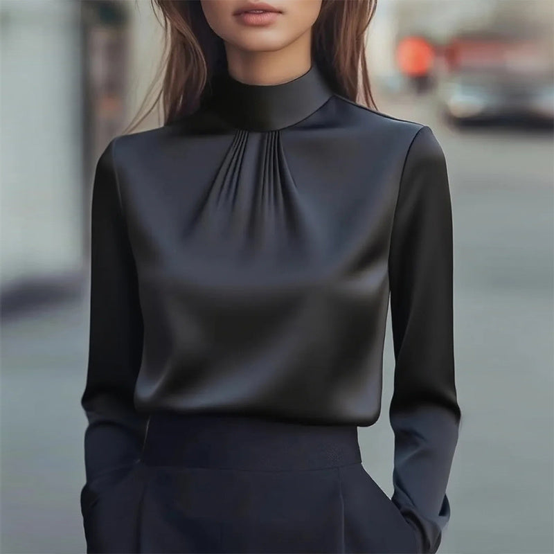 Turtleneck Pleated Blouse