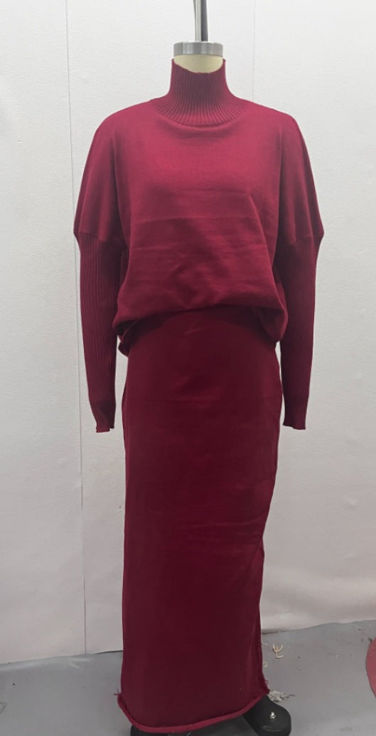 e Long Pullover Two-piece Overskirt Suit