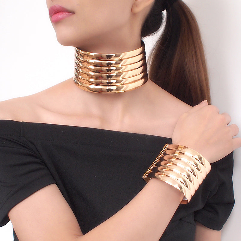 Fashion Exaggerated Necklace Choker Bracelet Set