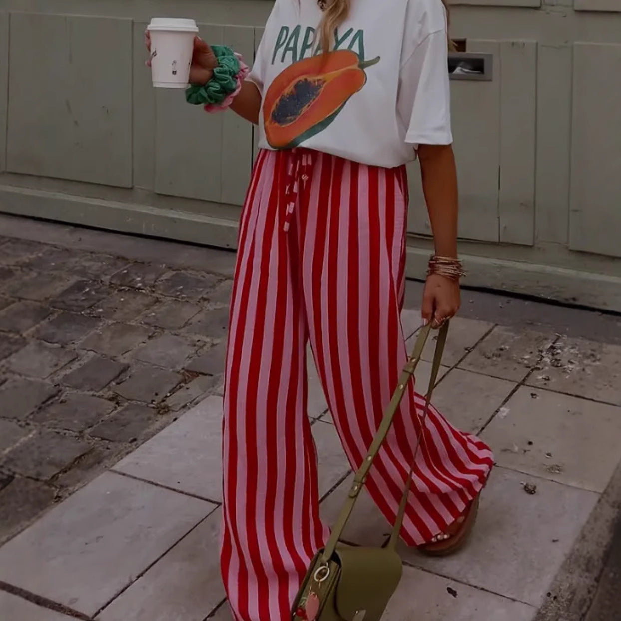 Striped Loose Wide-Leg Pants