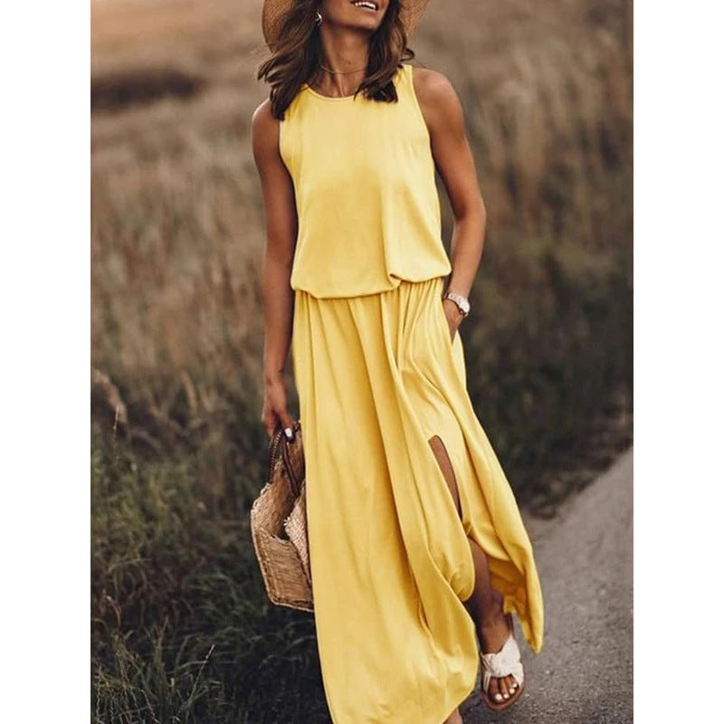 Sleeveless Split Midi Dress