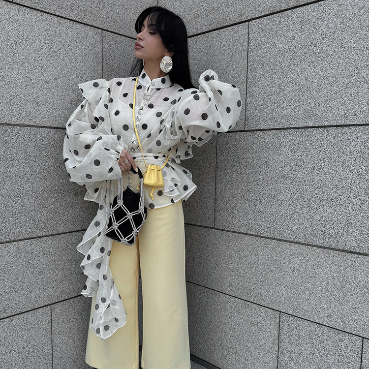 Ruffled Polka Dot Blouse