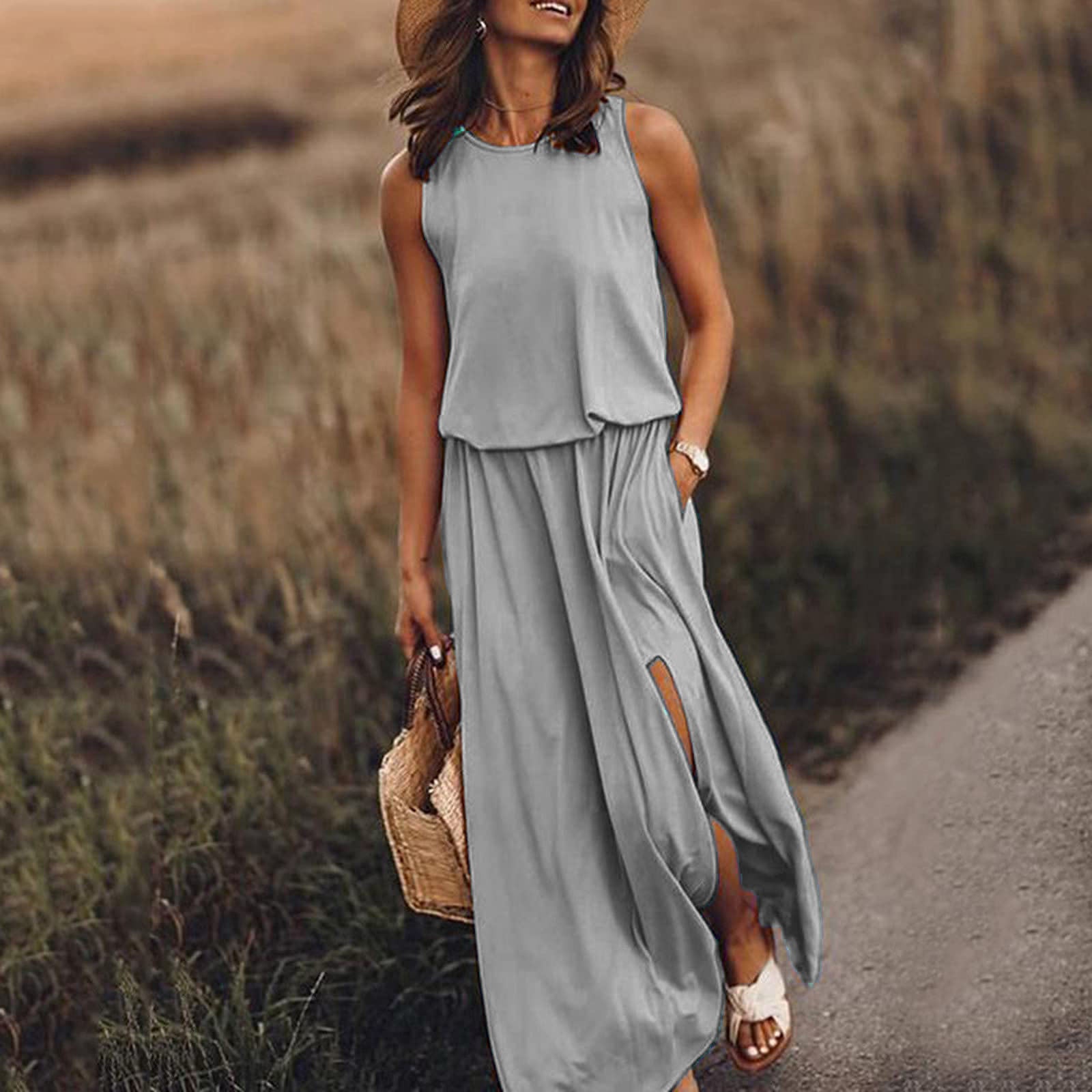 Sleeveless Split Midi Dress