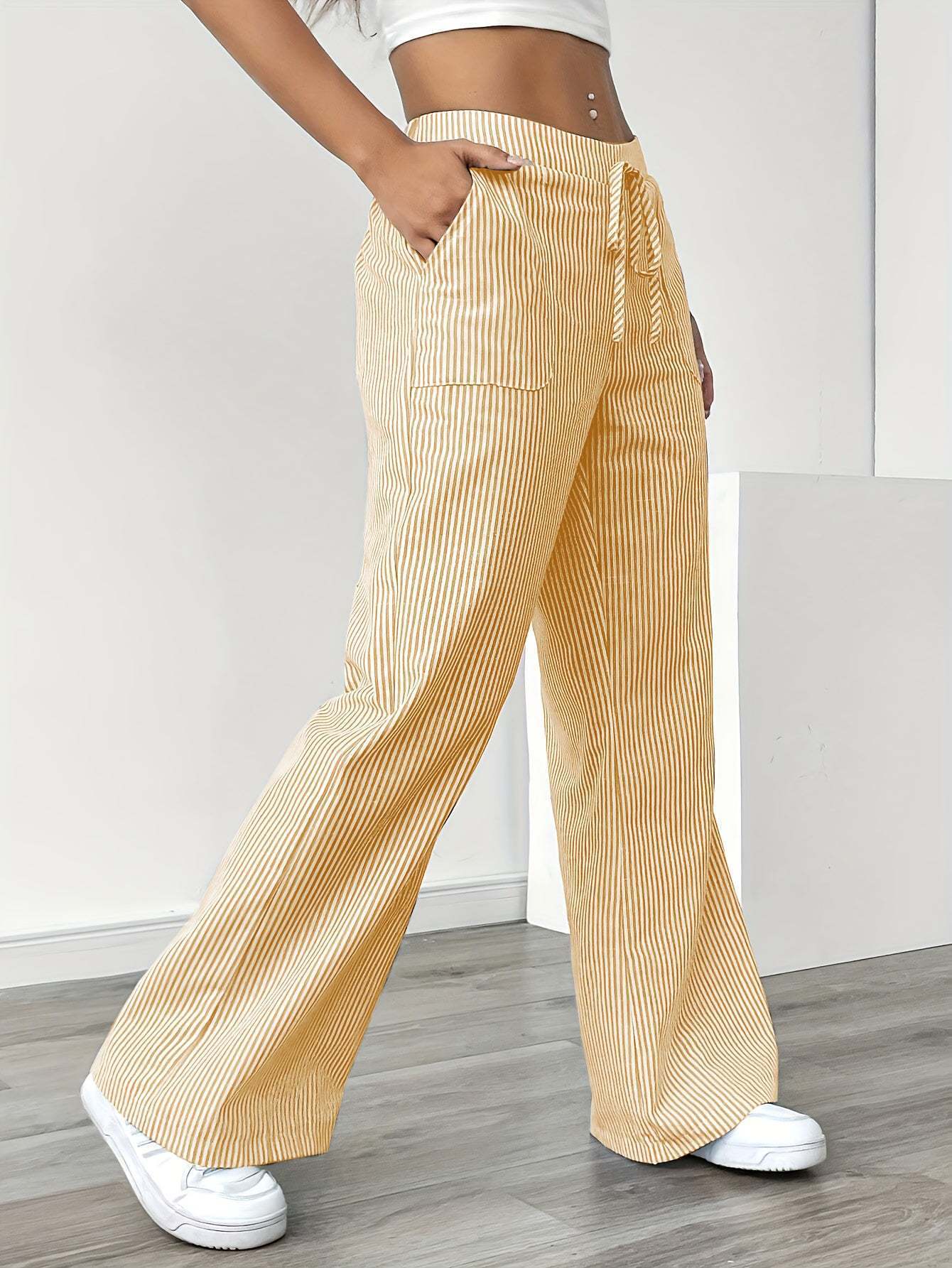 Striped Wide-Leg Pants